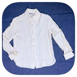 Vintage western Cream Lace Button Down Shirt